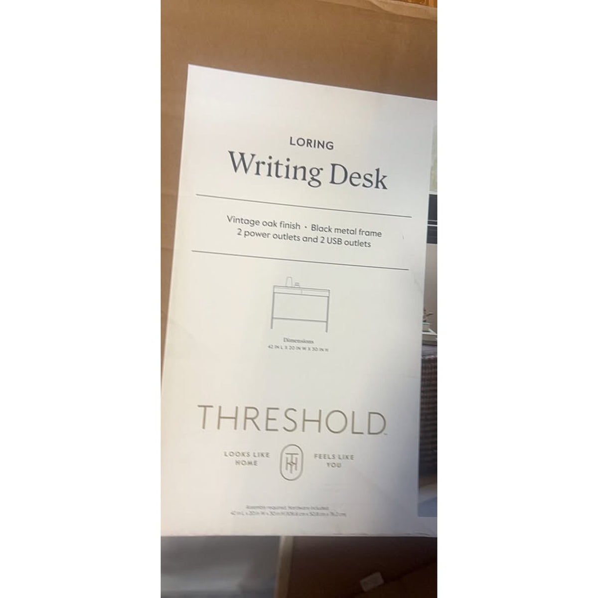 Threshold Loring Writing Desk with Drawers & Charging Station