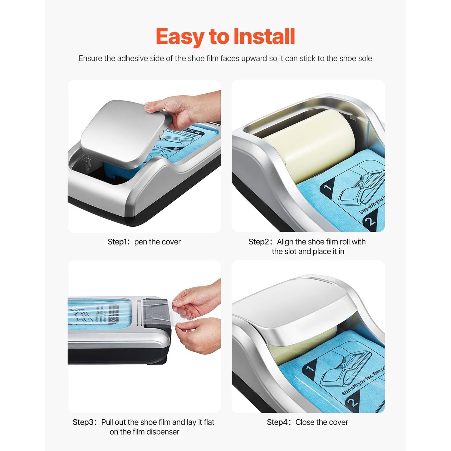 Automatic Shoe Cover Dispenser, Hands-Free with 600 Covers (Silver)