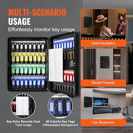 Vevor Key Cabinet YXK370 – Lockable Wall-Mount Key Storage for 48 Keys