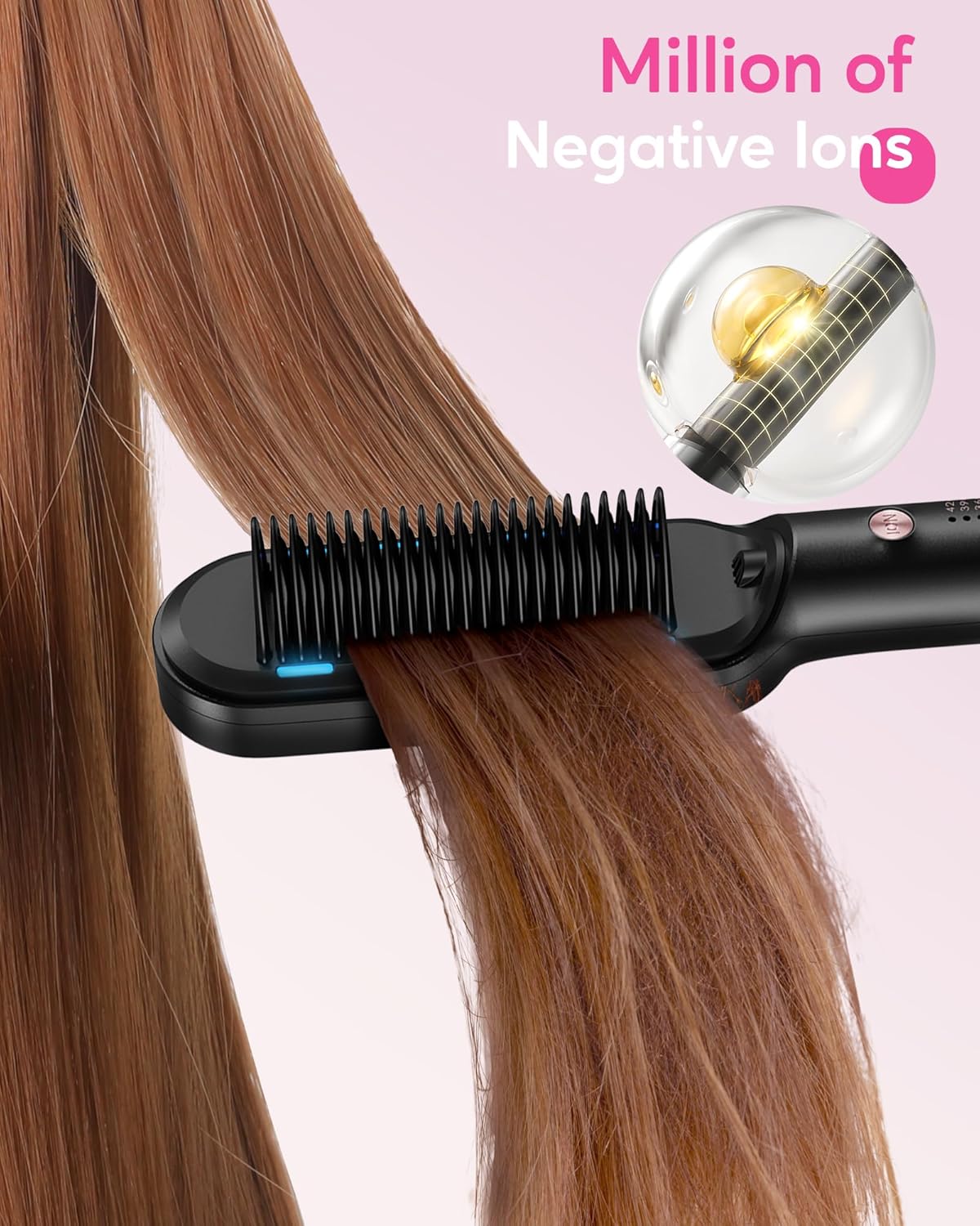 Wavytalk Ionic Ceramic Hair Straightening Brush: 6 Temps, Anti-Scald, Dual Voltage