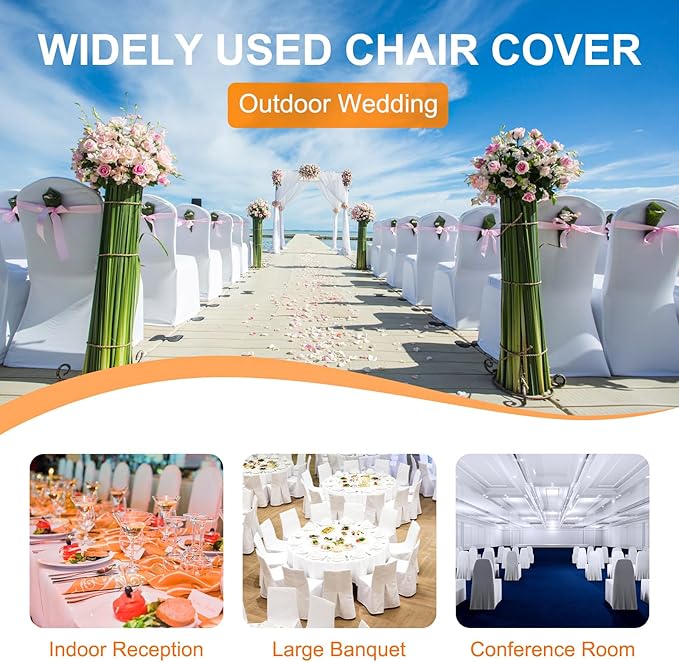 30-Pack, White, Folding Chair Spandex Slipcovers