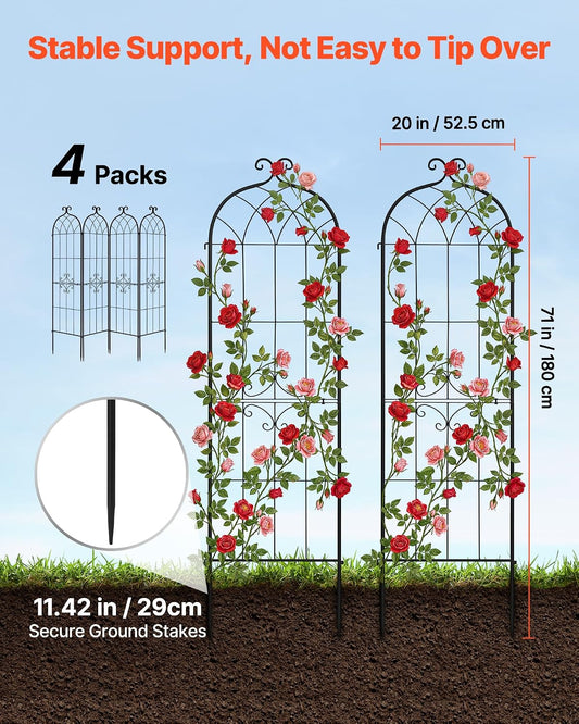 Garden Trellis 71 x 20 Inch Rose Trellis 4 Packs