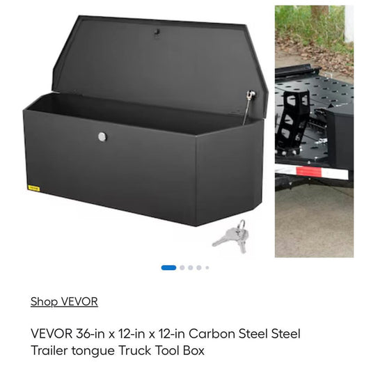 VEVOR 36-in x 12-in x 12-in Carbon Steel Steel Trailer tongue Truck Tool Box