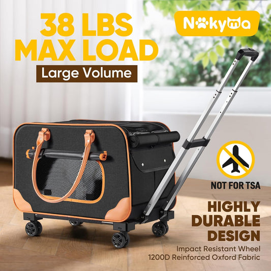 Nakyma Large Rolling Pet Carrier with Wheels for Cats & Small Dogs