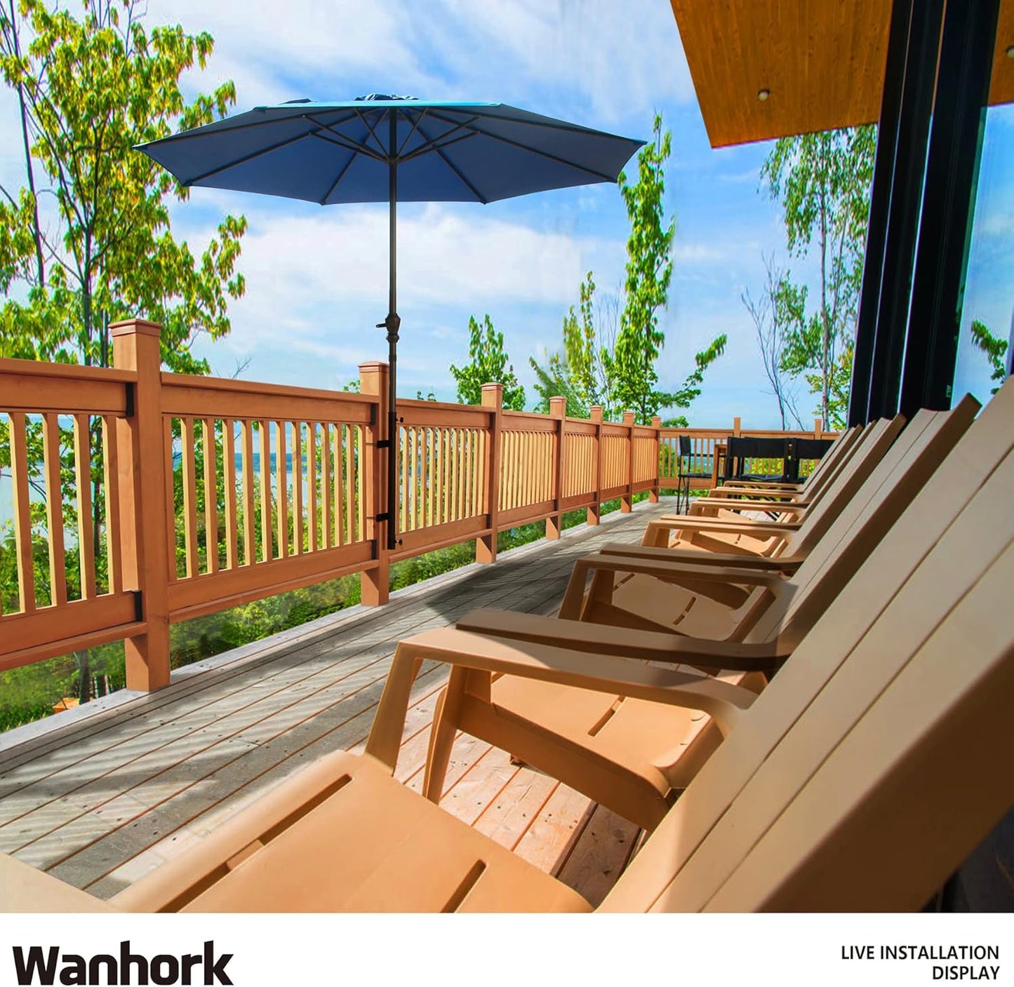 Heavy Duty 304 Stainless Steel Deck Umbrella Holder for Railings 3-6 Inch