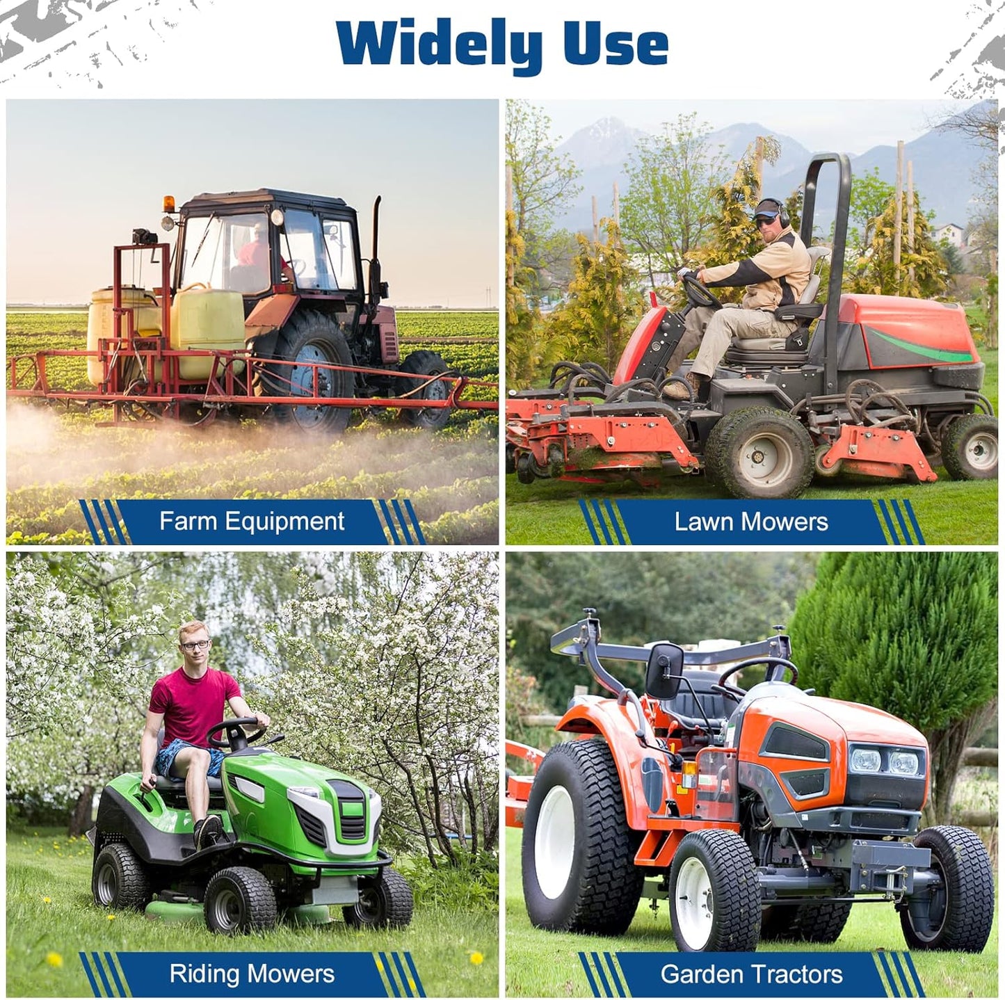 13x6.50-6 Flat-Free Heavy Duty Mower Tires with Steel Rims (Set of 2)