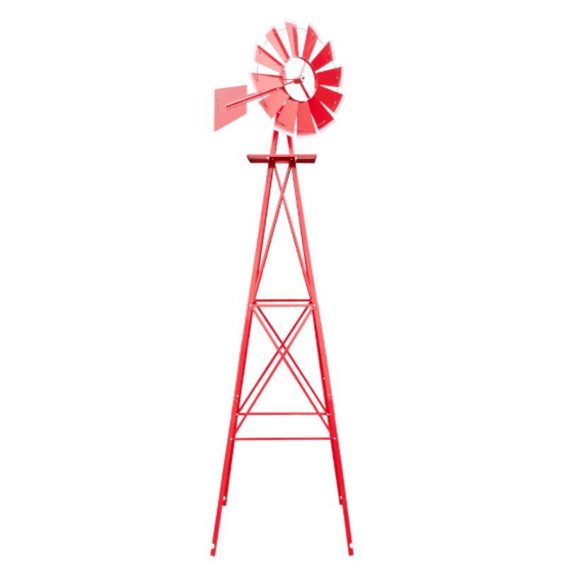 8FT Metal Windmill – Garden/Yard Decoration with Weather Vane