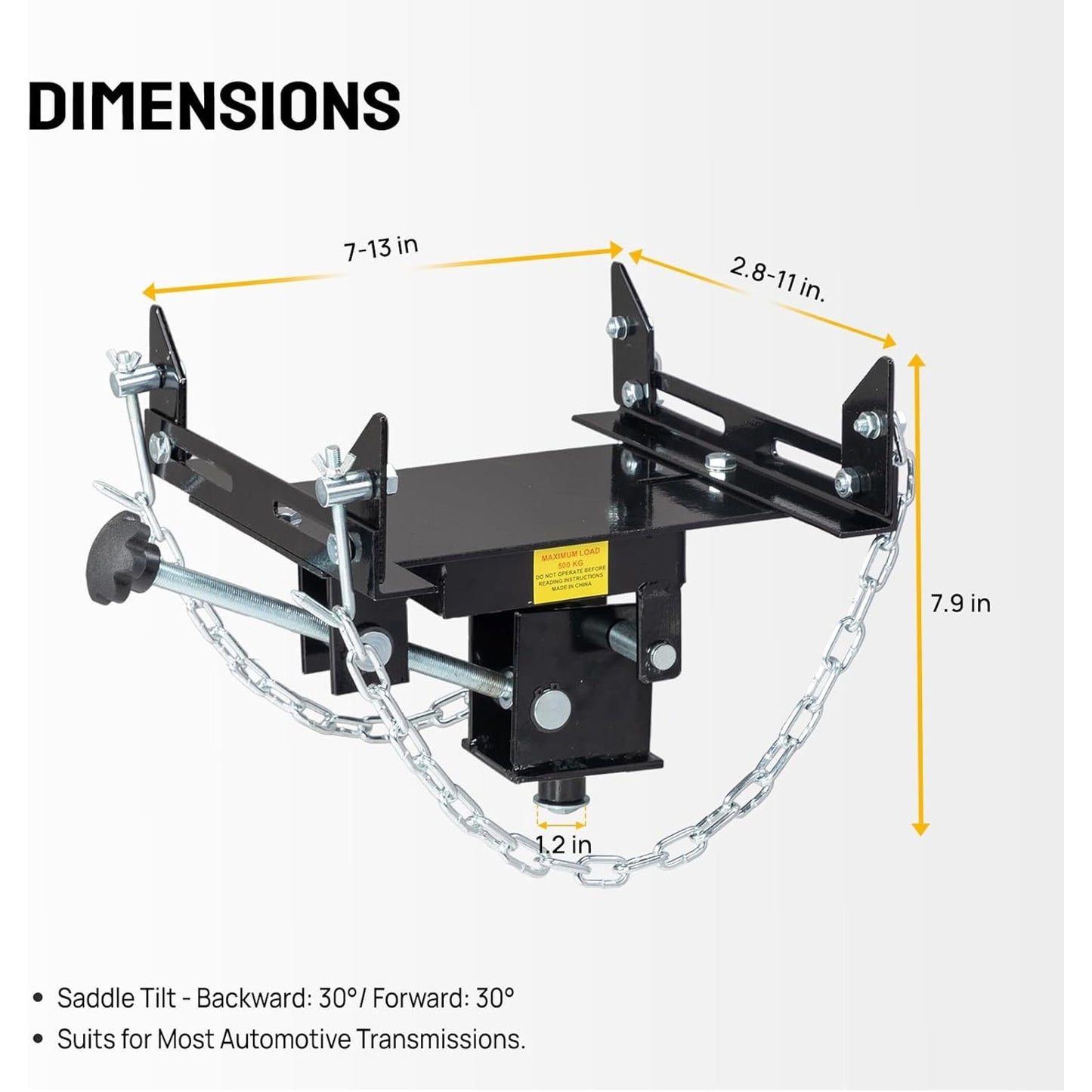 Heavy-Duty Hydraulic Floor Jack Transmission Adapter for Cars, Trucks, 1100 lb Capacity
