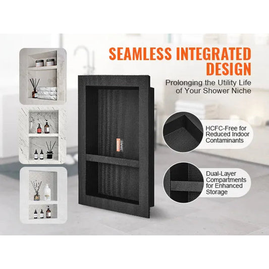 VEVOR 16x24 Double Shelf Recessed Shower Niche - Tile Ready Waterproof Wall Organizer