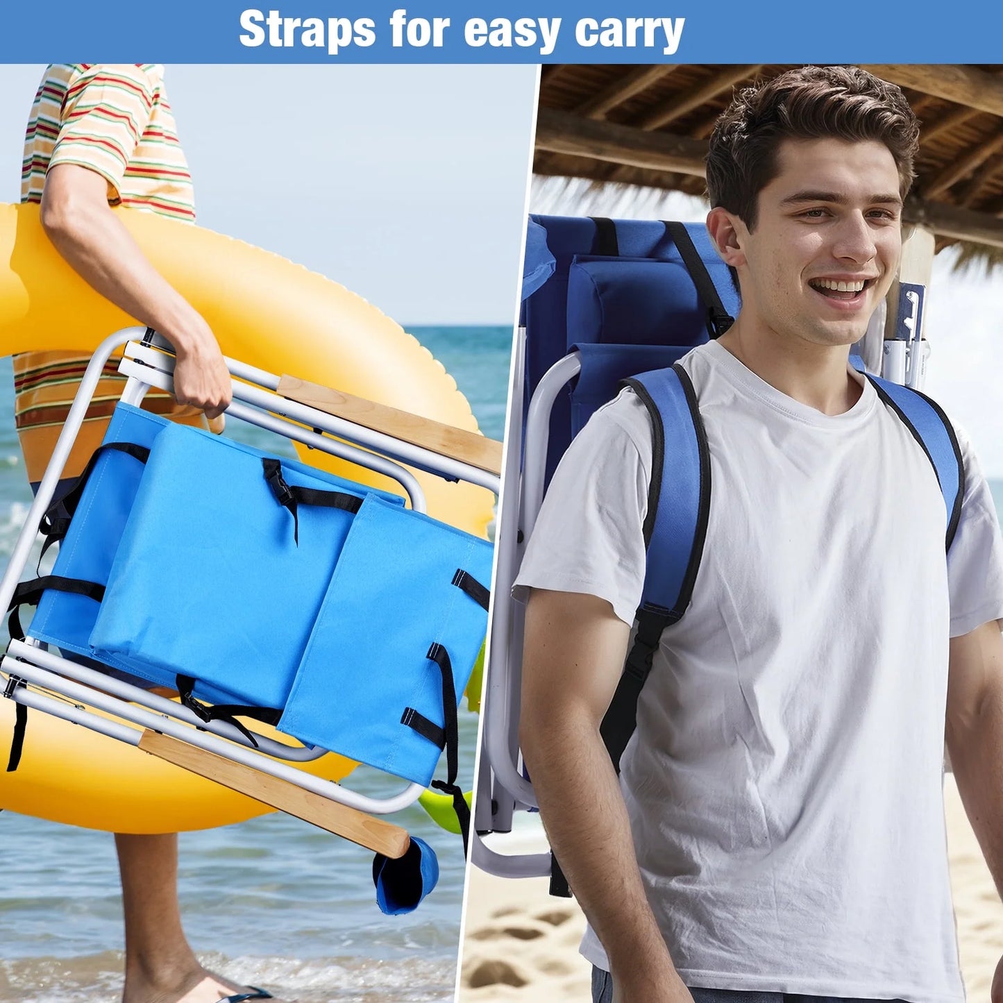Ktaxon Blue Backpack Chair – Portable Folding Chair with Storage Backpack