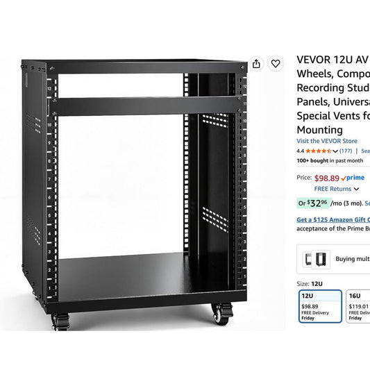 VEVOR 12U Rolling Server & AV Equipment Rack – New in Box