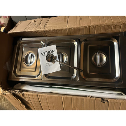 VEVOR 3-Pan Commercial Food Warmer – 17.4 Quart, 1200W
