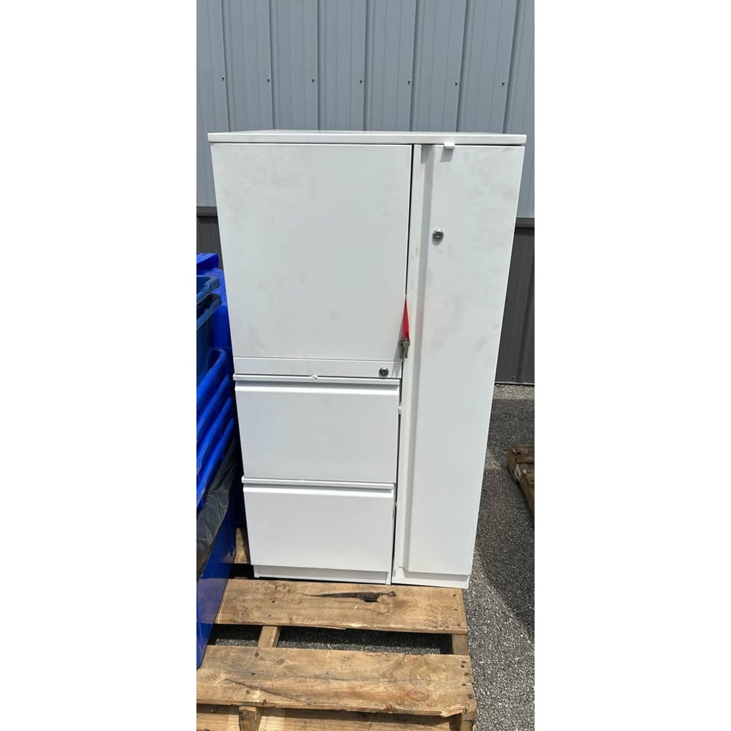 Locking Metal Storage Cabinet with Locker & 2 Drawers White