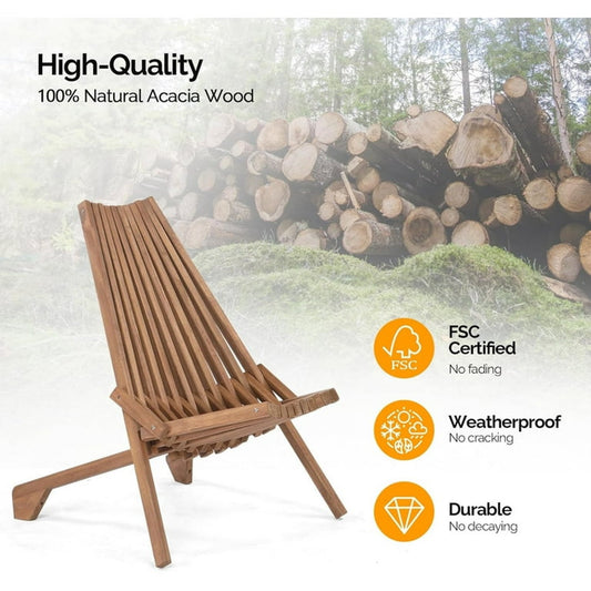 Foldable Acacia Wood Slatted Adirondack Chair – Indoor/Outdoor