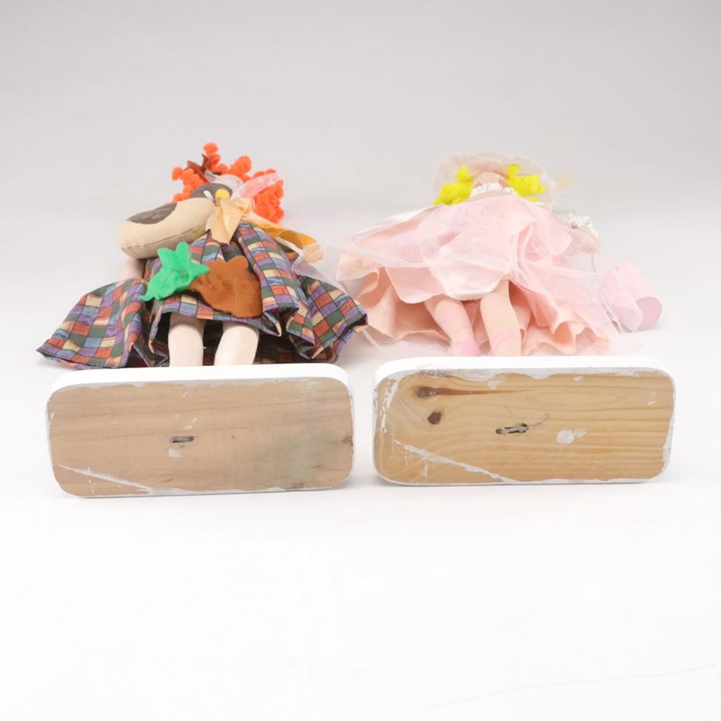 Modern 20” Handmade Cloth Art Doll Pair Folk Art Country Ballerina Goose