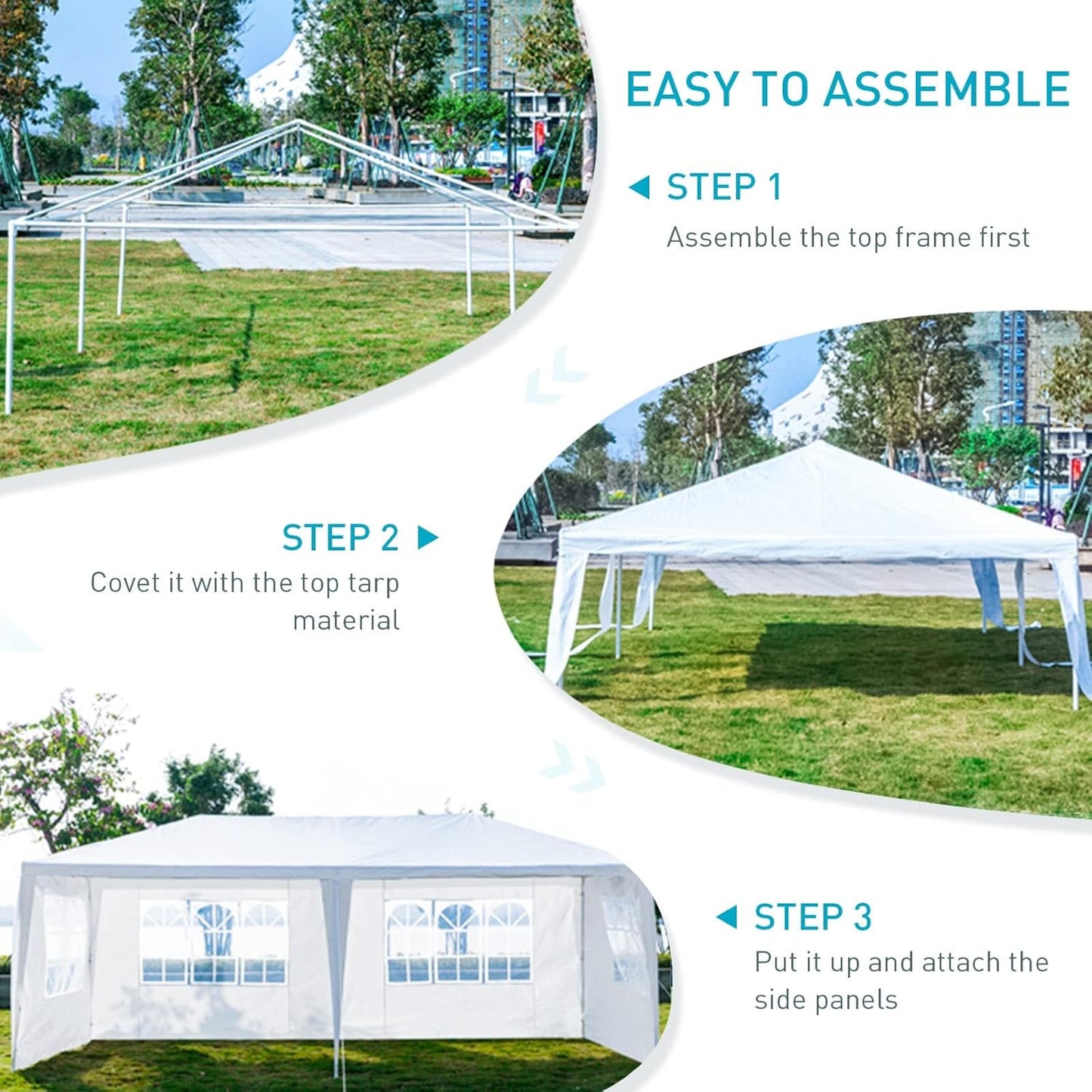 10x20 Waterproof Outdoor Canopy Tent with 4 Removable Sidewalls, White