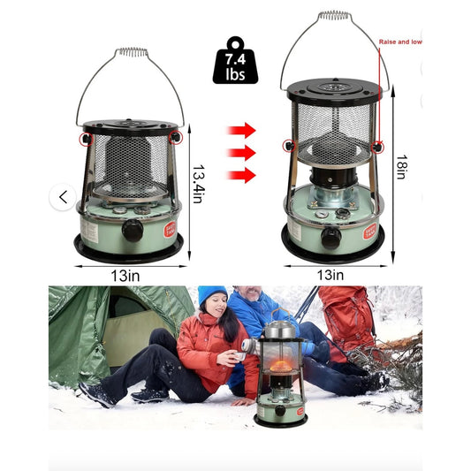 Portable Kerosene Heater 9000 BTU w/ Adjustable Height, 1.2 Gal Tank