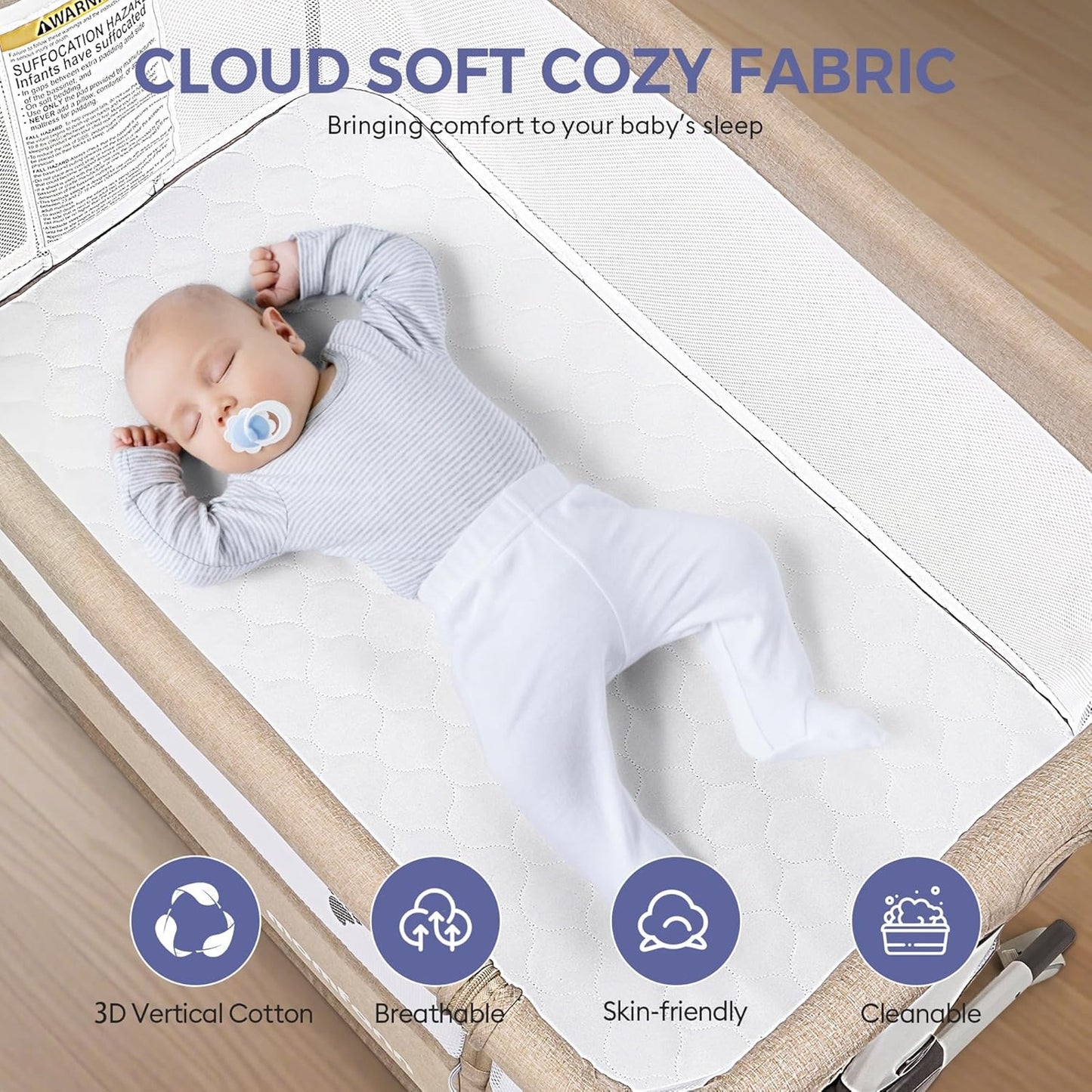 Adjustable Bedside Baby Bassinet Sleeper w/ Mesh Sides, Tilt Mode & Storage