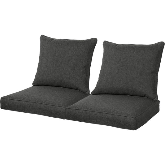 Outdoor Chair Cushion Set Polyester All Weather Charcoal Grey Black