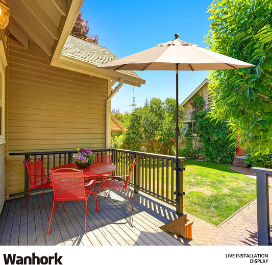 Heavy Duty 304 Stainless Steel Deck Umbrella Holder for Railings 3-6 Inch