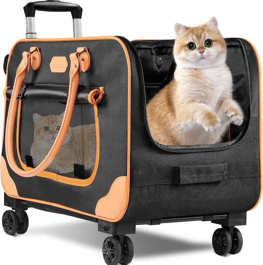 Nakyma Large Rolling Pet Carrier with Wheels for Cats & Small Dogs