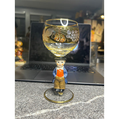 Authentic Goebel Figurine Stem Wine Glasses 6pc Excellent Condition