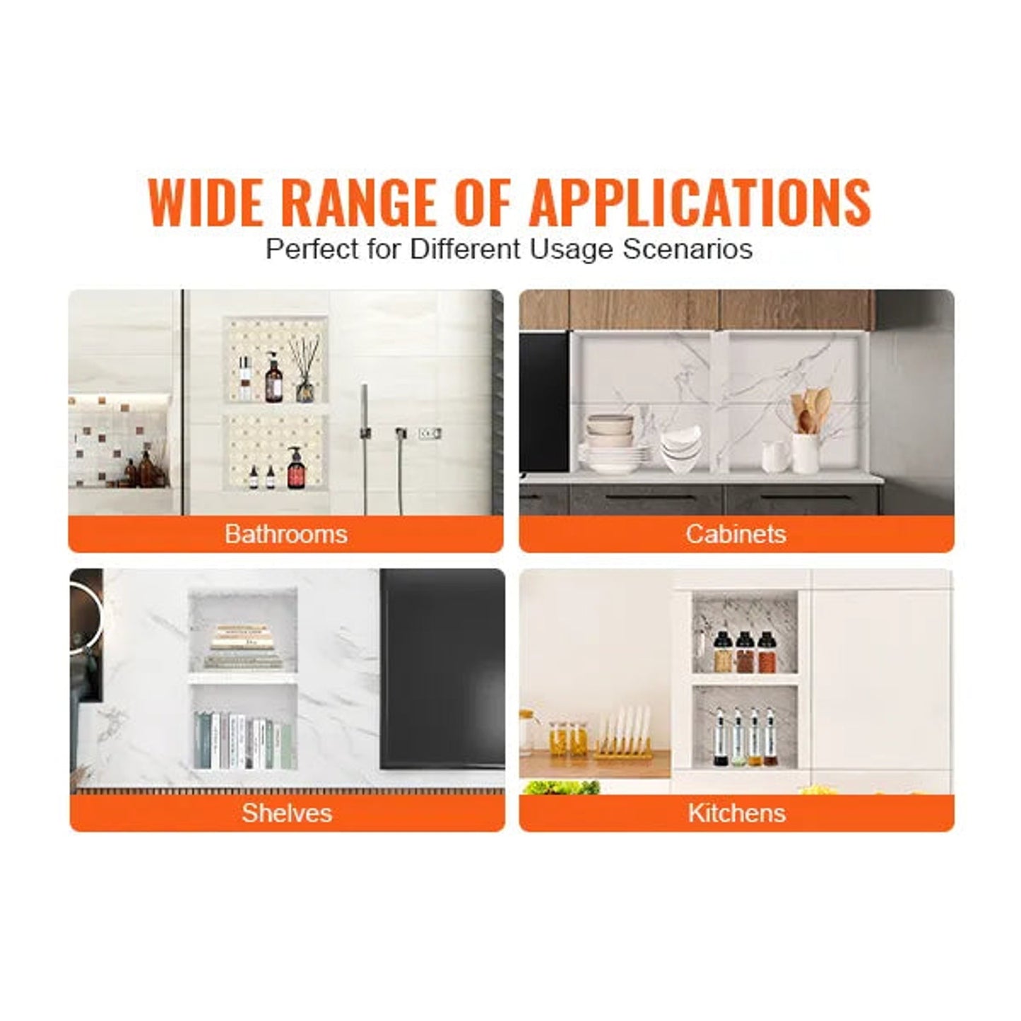 VEVOR 16x24 Double Shelf Recessed Shower Niche - Tile Ready Waterproof Wall Organizer