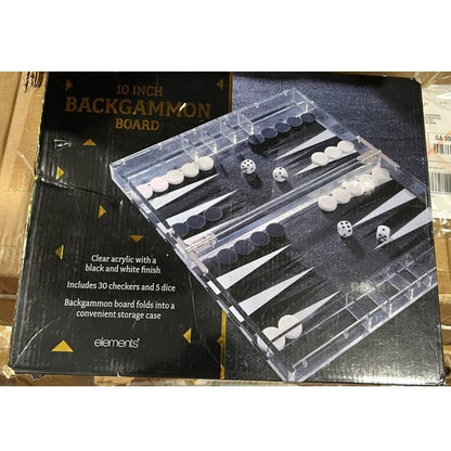 Elements 10 Inch Acrylic Backgammon Board