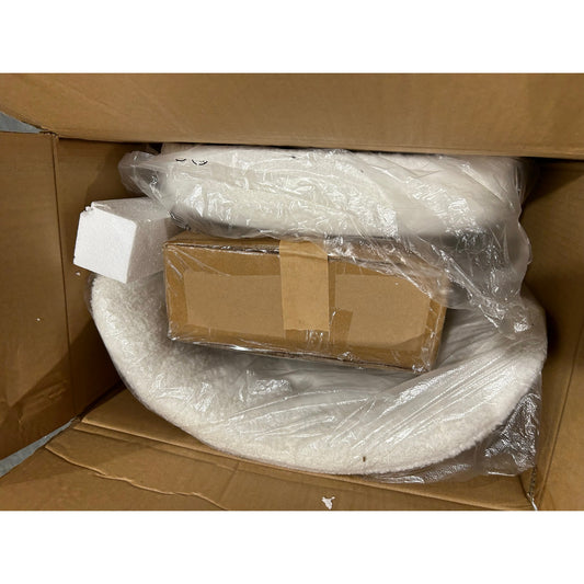 White Sherpa Vanity Chair / Gold Base / Adjustable Swivel Office Chair- New