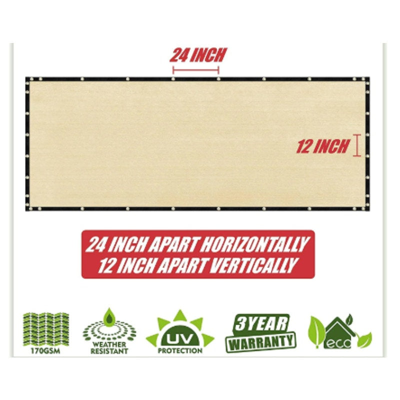 6x50 ft Beige Privacy Fence Screen – HDPE Mesh
