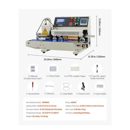 VEVOR PM1800 Continuous Band Sealer