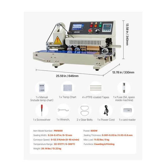 VEVOR PM1800 Continuous Band Sealer