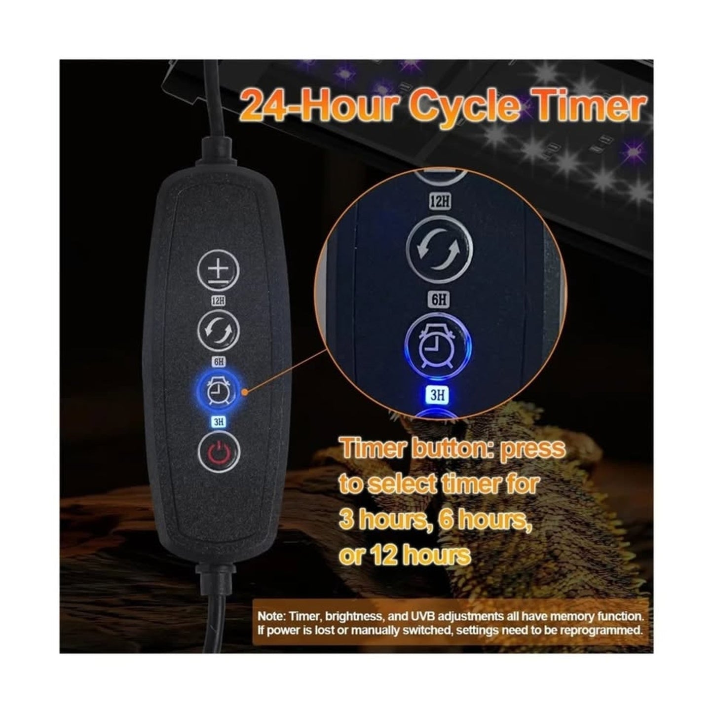 22″ LED UVB Reptile Light Bar – 26W, Adjustable 10.0–20.0, Timer & Dimming