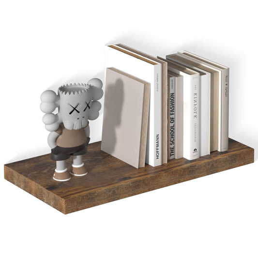 24-Inch Deep Floating Wall Shelf with Hidden Brackets, Rustic Brown