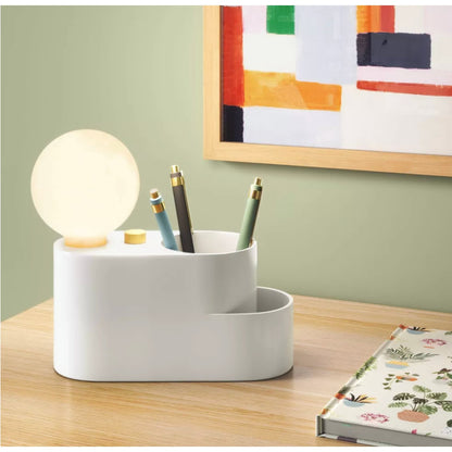 White Globe Touch Lamp With Organizer Modern Table Lamp 2 for 12