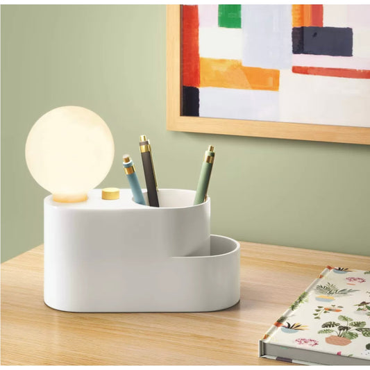White Globe Touch Lamp With Organizer Modern Table Lamp 2 for 12