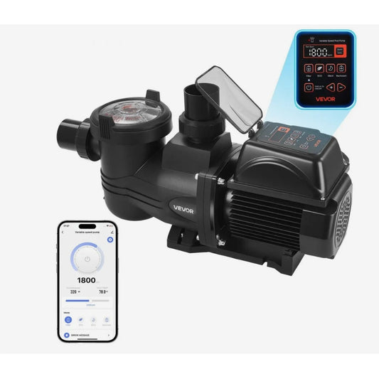 VEVOR 1.5 HP Variable Speed Pool Pump, 220–240V, 132 GPM