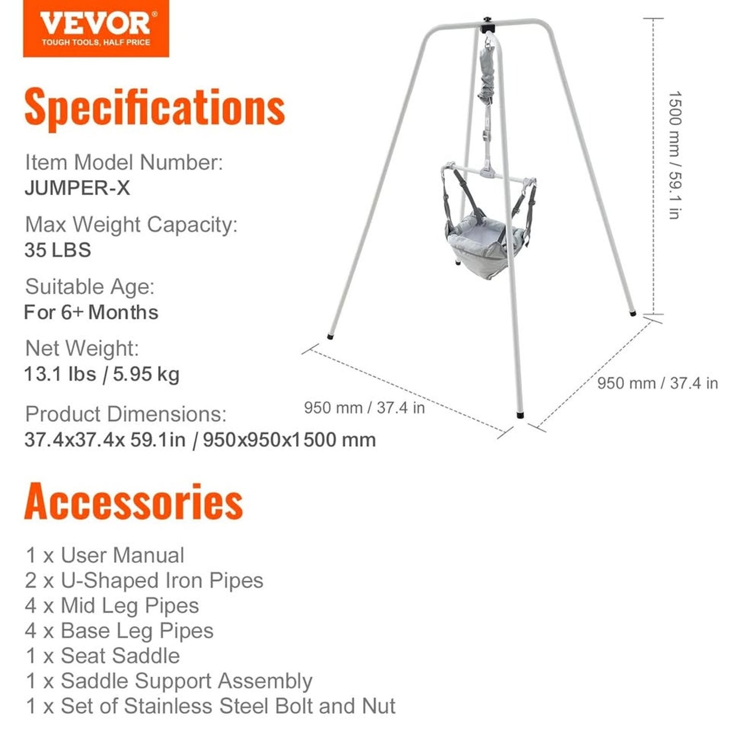 Infant Monster Jumping Fitness Bracket – Model HHF002‑2 (For Babies up to ~35 lb)