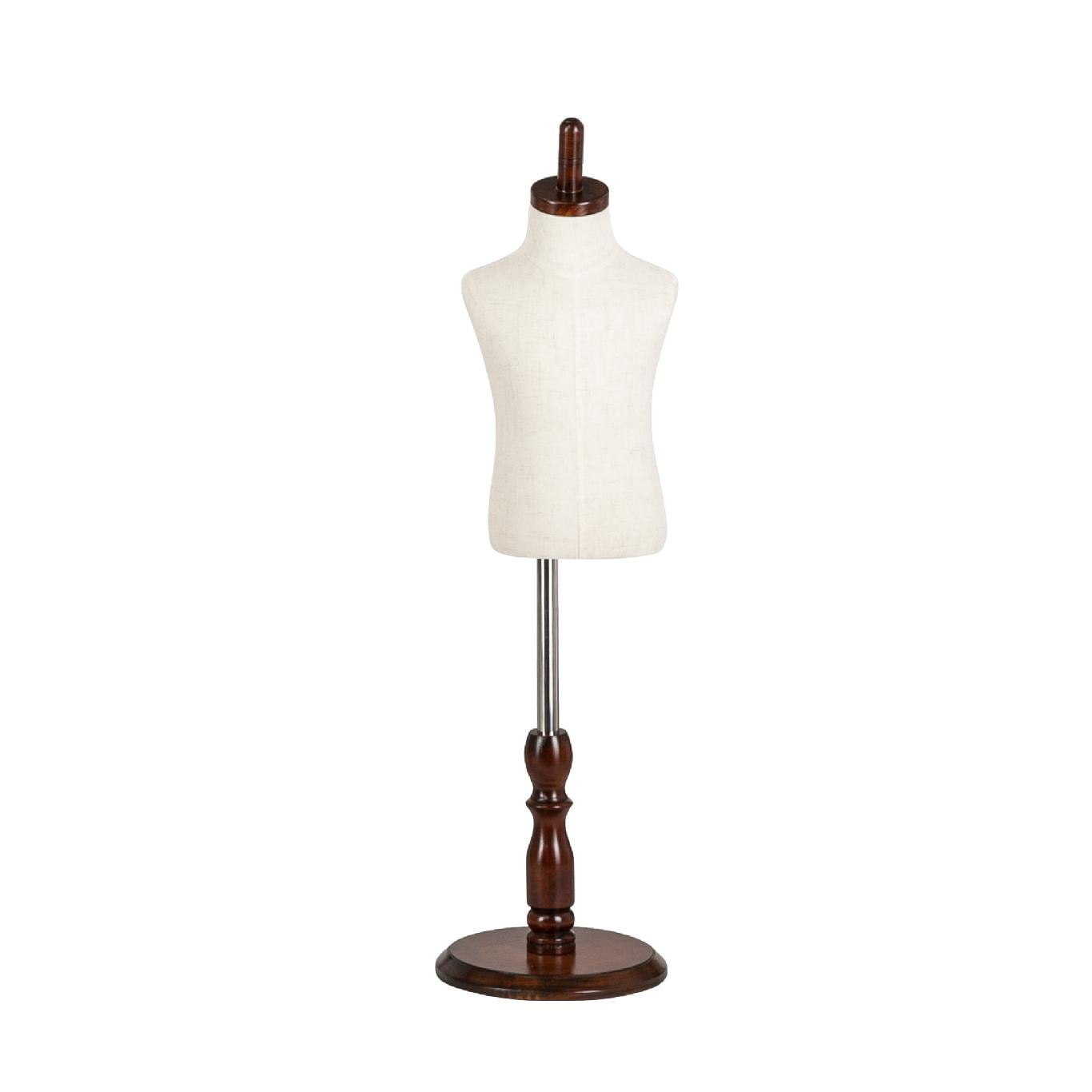 Bonnlo Adjustable White Child Dress Form Mannequin with Wood Stand