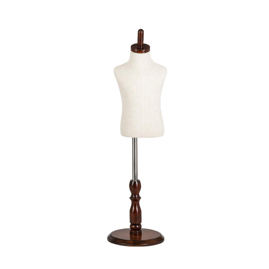 Bonnlo Adjustable White Child Dress Form Mannequin with Wood Stand