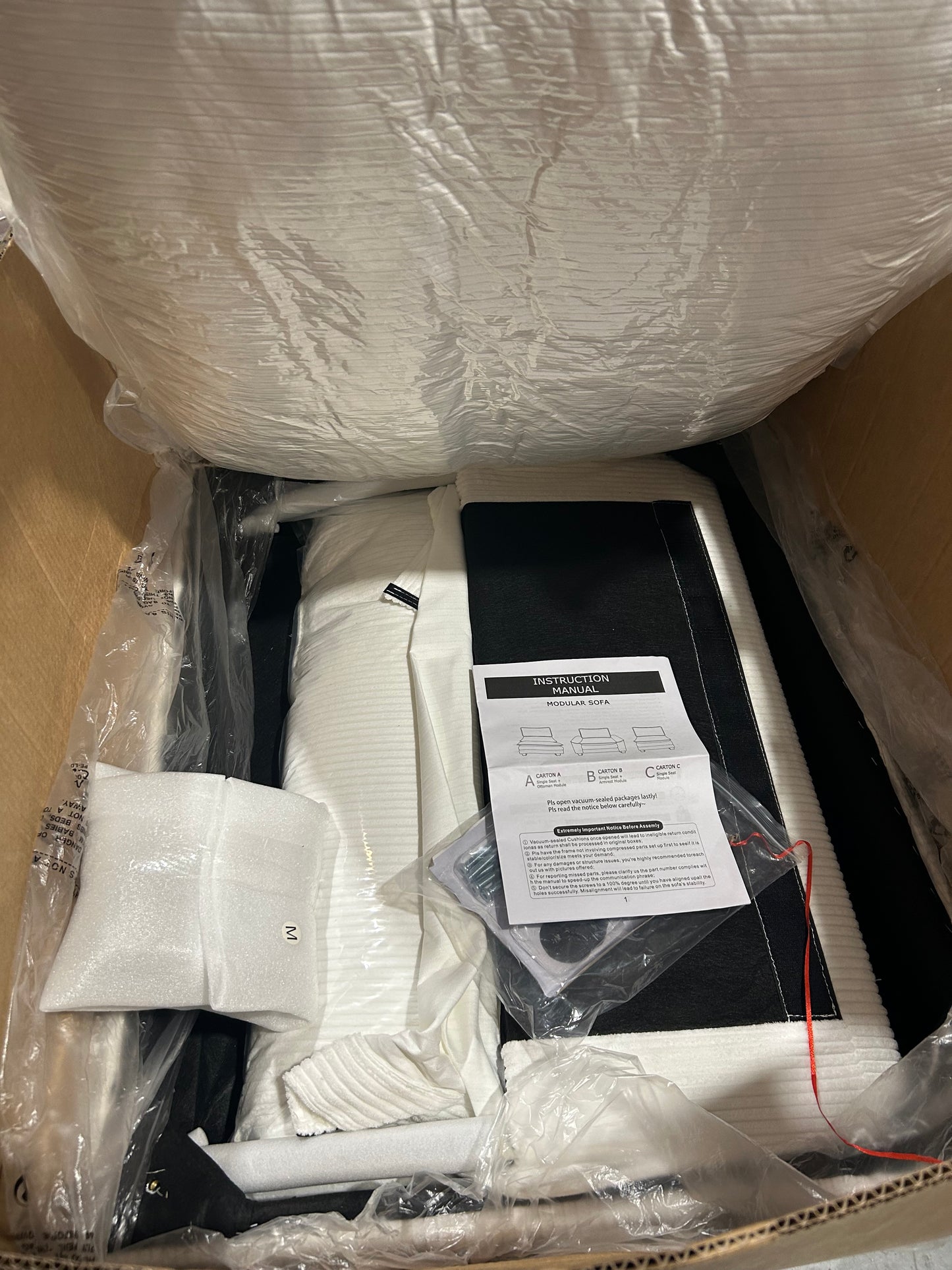 White Plush Corduroy Armless Accent Chair Deep Wide Seat