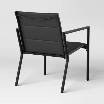 4-Piece Padded Sling Patio Conversation Set, Black, Durable Outdoor Furniture