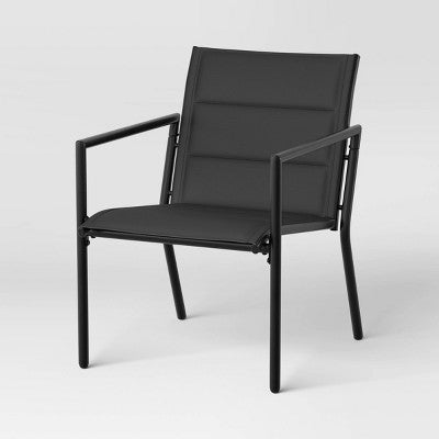 4-Piece Padded Sling Patio Conversation Set, Black, Durable Outdoor Furniture