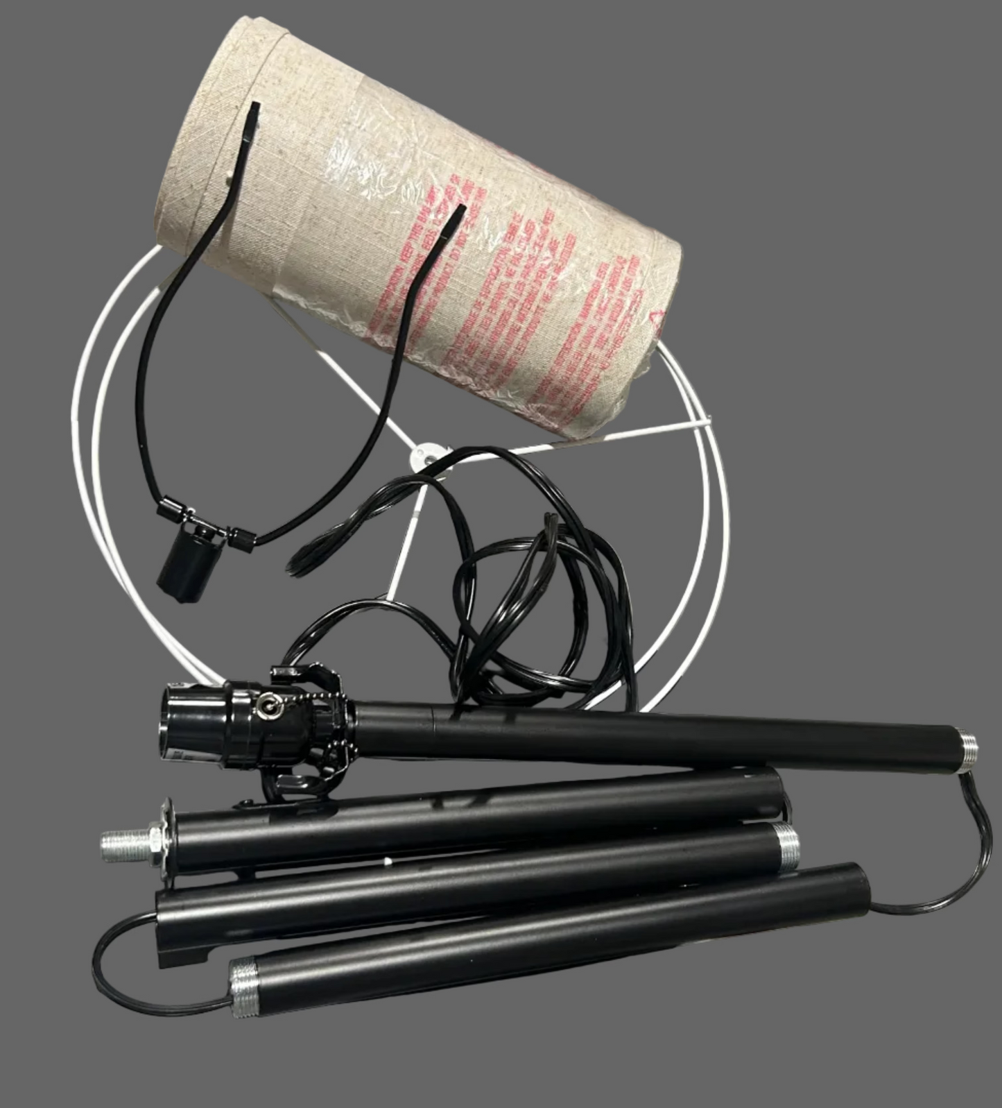 64in Adjustable Metal Floor Lamp Black Finish w/ Tan Linen Shade