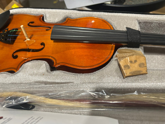 1/2 Solid Wood Student Violin Starter Kit Natural Maple Wood & Case