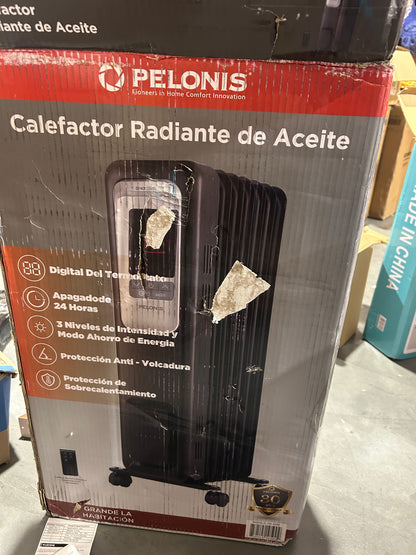 Pelonis 1500W Digital Oil-Filled Radiant Space Heater Black