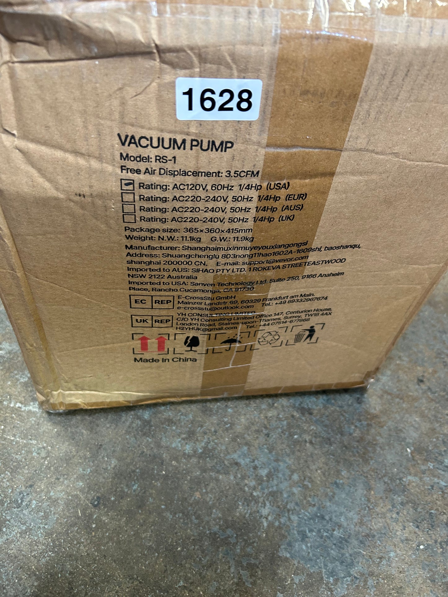 VEVOR 3.5 CFM Vacuum Pump, 1/4 HP Single-Stage Rotary Vane
