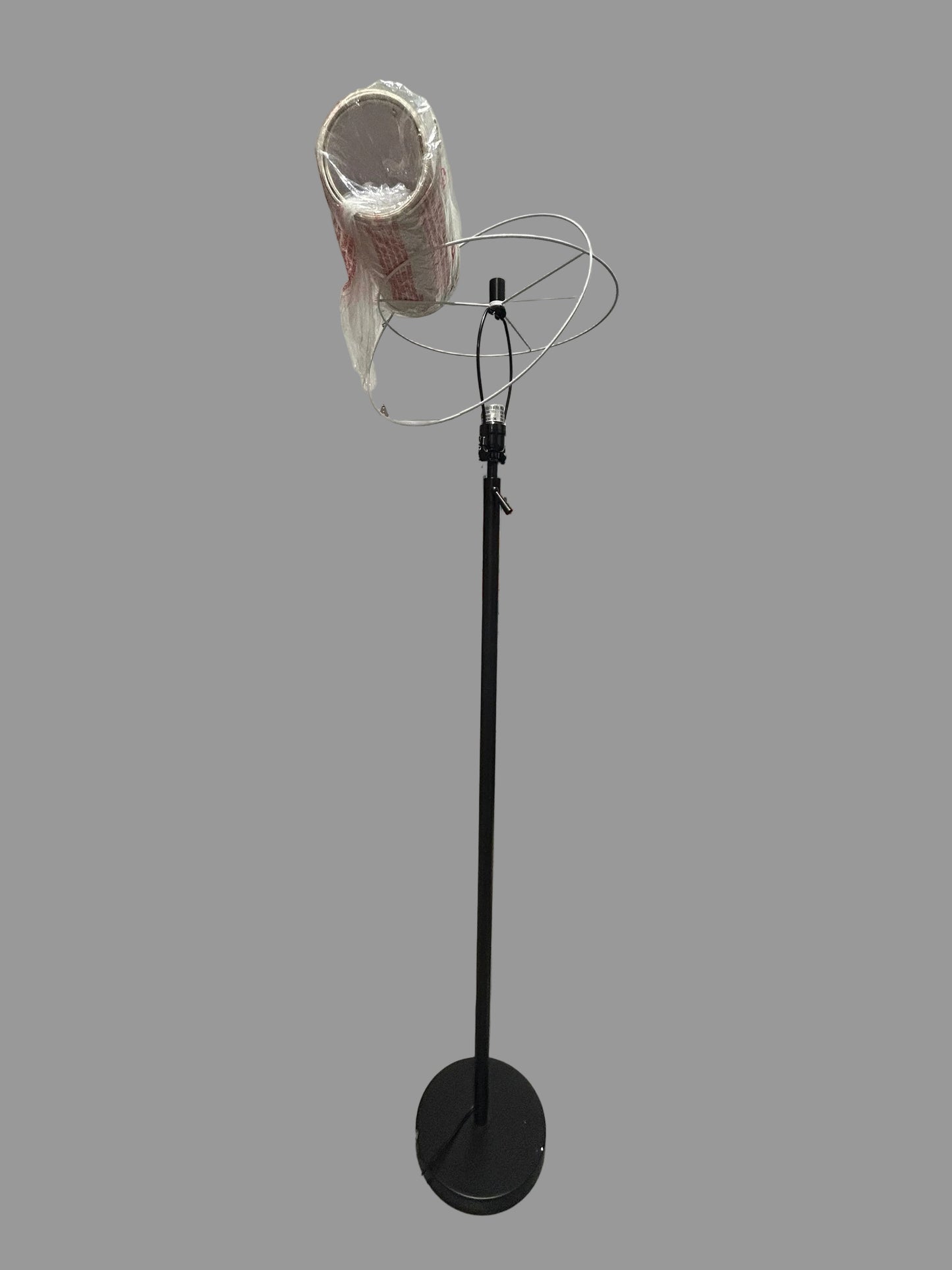 64in Adjustable Metal Floor Lamp Black Finish w/ Tan Linen Shade