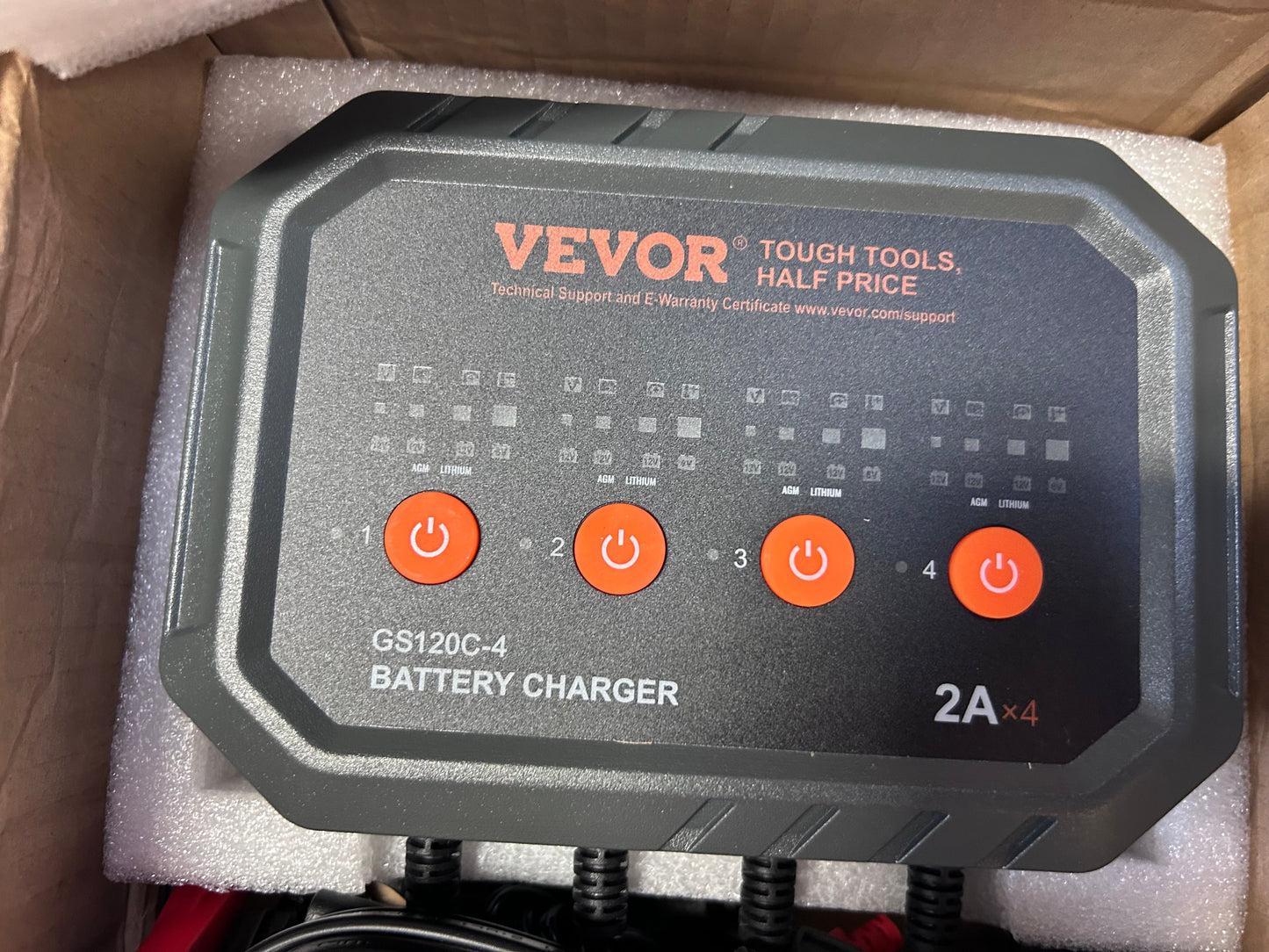 VEVOR 2A x 4 Smart Battery Charger & Maintainer, 4-Bank