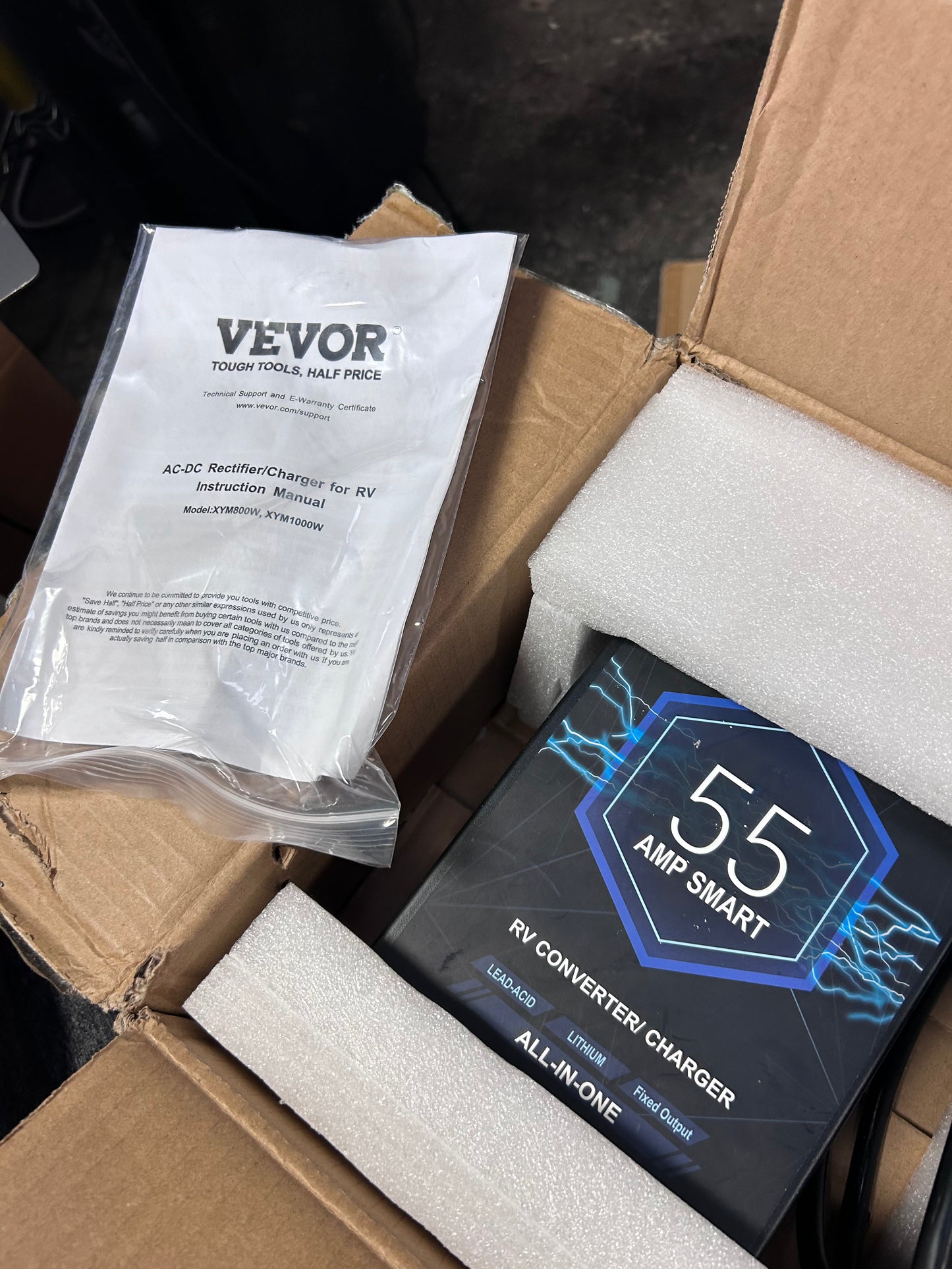 New VEVOR 55-Amp RV Converter Charger, 120V AC to 12V DC